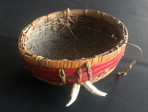 Antique Bontoc Suklang "Bachelor" Hat Philippines late 1900 Tight Basket Weave - Imagen 1 de 6