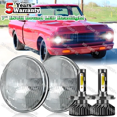 7inch round LED Headlights Round DOT Approved Hi/Lo Lamp For 1967-1972 Chevy C10 - Image 1 of 4