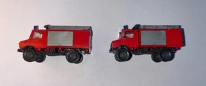 2x Roco Minitanks Z-344 S Unimog unità vigili del fuoco calibro HO 1:87 in ottime condizioni - Foto 1 di 8