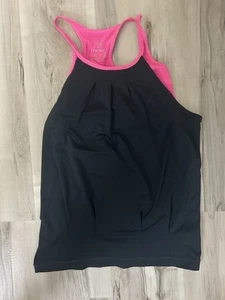 WOMENS MPG BLACK PINK WORKOUT SLEEVELESS TANK TOP SIZE S SMALL BUILT IN BRA - Picture 1 of 6