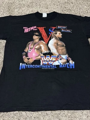 Camisa 1992 WWF Summerslam Bulldog Británico Bret Hart Wembley Etiqueta XL Foto 1 de 2