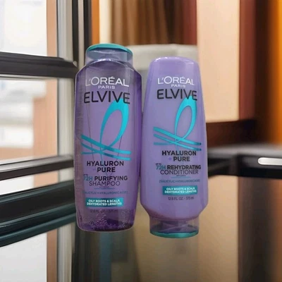 Set of 2 L'Oreal Paris Elvive Hyaluron + Pure Shampoo & Conditioner, 12.6 oz - Image 1 of 4