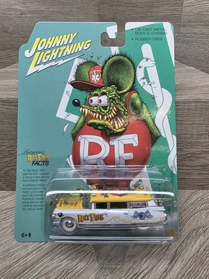 Johnny Lightning CHASE ‘59 Cadillac Ambulance WHITE LIGHTNING Rat Fink HTF 2021 - Image 1 of 4
