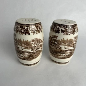 "Juego de coctelera de azúcar Royal Staffordshire 4,25"" marrón escena patrimonial Clarice Cliff" - Imagen 1 de 8