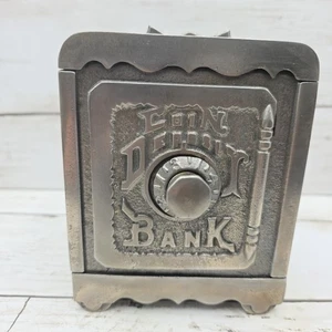 Antigua caja fuerte victoriana de hierro fundido combinación de níquel depósito de monedas banco uvas - Imagen 1 de 15