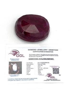 Natural Red Ruby Faceted Oval Cut Loose Gemstone - 588Cts w/GGL Cert - Image 1 of 2