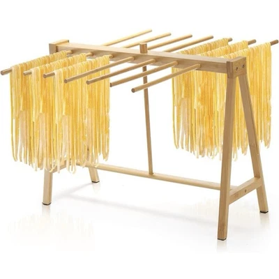 竹制意大利面干燥架,面条烘干机支架带转移棒和14根杆 — 第 1/4 张图片