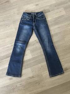 Rockin C Girls Jeans Size 8 Blue Denim Bootcut Low Rise - Picture 1 of 7