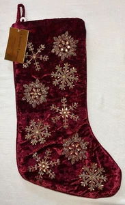 CALZA NATALIZIA CHRISTIAN LACROIX. FIOCCHI DI NEVE CON PERLINE ORO ROSSO 22 IN NUOVO CON ETICHETTE - Foto 1 di 3