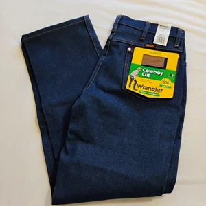 Wrangler Mens Slim Fit Cowboy Cut Jeans Dark Blue Wash Denim Size 33x31 NWT - Picture 1 of 9