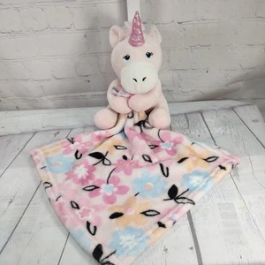 Unicorn Lovey Plush Security Blanket Pink Stuffed Toy Floral Little Beginnings - Picture 1 of 5
