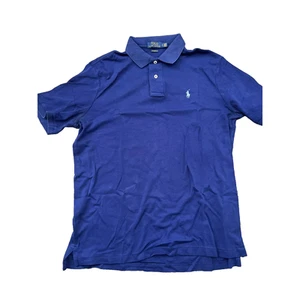 Polo Ralph Lauren Polo Shirt Men's Sz Medium Classic Fit Soft Cotton Navy Blue - Picture 1 of 8