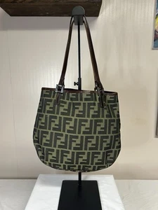 Fendi Green And Brown Monogram Shoulder Bag - Picture 1 of 6