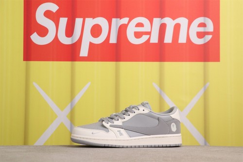 JORDAN Sneakers unisex moda AJ1 retrò basse Travis Scott grigio bianco