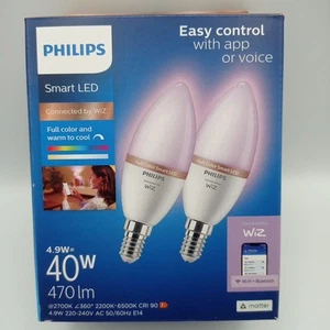 Philips WiZ E14 40W Smart LED P45 Colour Changing Candle Light Bulbs Bluetooth - Picture 1 of 9