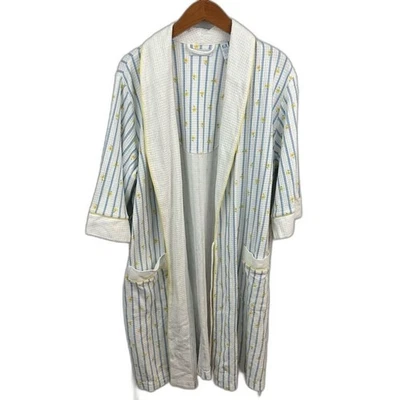 Bata Erika Taylor Íntimates Flor y Rayas Talla Grande Azul Blanco Amarillo Cómoda Foto 1 de 4