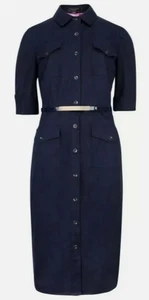 TED BAKER OROGYN MIDI UTILITY HEMDBLUSENKLEID TED GRÖSSE 3 UK GRÖSSE 12 MARINEBLAU - Bild 1 von 8
