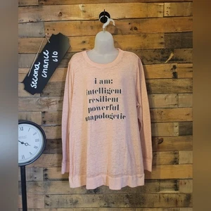 Lane Bryant women's light peachy pink top with inspiration saying I am Sz 18/20 - Picture 1 of 14