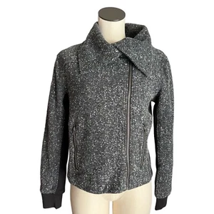 Splendid Jacket Womens Size Small Moto Coat biker Gray Black Mock Neck NWT Coat - Picture 1 of 13