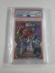 Bowman Chrome U. Jaxon Smith-Njigba Orange Shimmer Auto 2022/25 PSA 10 (Pop 4) - Imagen 1 de 4