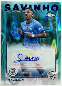 SAVINHO #/199 AUTO AQUA LAVA 2024-25 Topps UEFA Chrome UCC MANCHESTER CITY π₯ - Picture 1 of 1