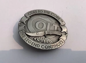Vintage Pewter COLT KNIVES BELT BUCKLE United Cutlery Brand USA - Picture 1 of 6