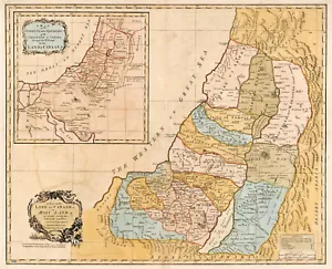 1760 Karte Kanaan Heiliges Land Zwölf Stämme Israels Palästina Bibel Poster Druck - Bild 1 von 3