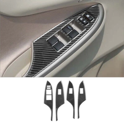 4Pcs Carbon Fiber Interior Door Control Cover Trim For Toyota Corolla 2006-2012 - Image 1 of 4