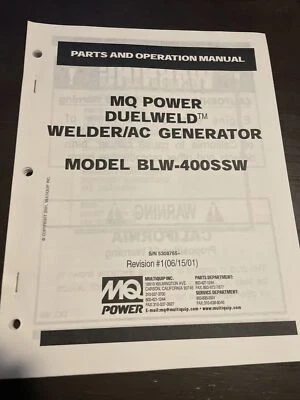DuelWELD BLW-400SSW OPERATING INSTRUCTIONS PARTS MANUAL MQ Multiquip Welder SHOP - Image 1 of 4