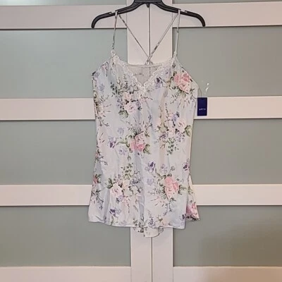 Apt. 9 Women's Satin Chemise Negligee Sexy Blue Pink Floral Nightgown Sz: XXL  - Image 1 of 4