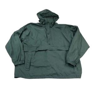 Vintage 90s J.Crew Classic Dark Green 1/2 Zip Anorak Windbreaker Jacket Large - Picture 1 of 11