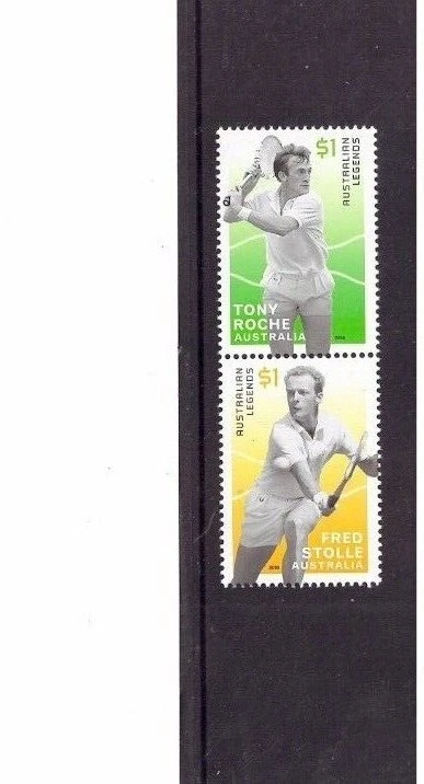 MINT 2016 AUSTRALIAN LEGENDS OF TENNIS  STAMP PAIR - TONY ROCHE + FRED STOLLE — 第 1/1 张图片