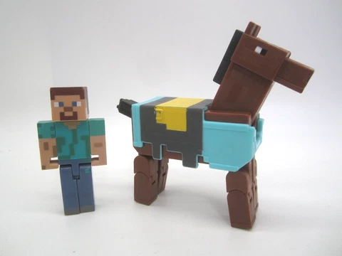 Minecraft Mini-Figures 4'' Steeve & Horse Figure Mojang Cover