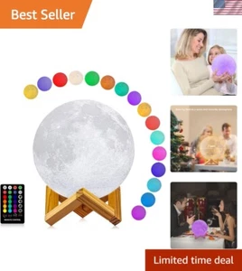 Color-Changing 3D Moon Night Light with Remote, Timer & Adjustable Brightness - Picture 1 of 9