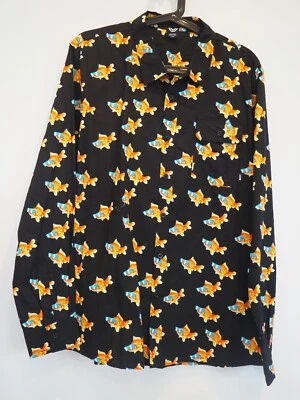 NEFF Negro Manga Larga Cuello Abotonado Polo Pez Dorado en Gafas de Sol Talla L Foto 1 de 4