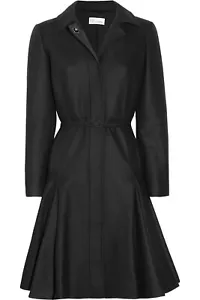 LN RED VALENTINO BLACK LADIES FLARED WOOL-BLEND FELT COAT SIZE IT 44 UK 12 £800 - Picture 1 of 4