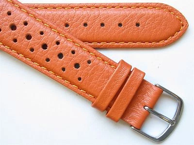 Cinturino orologio uomo sportivo rally traforato pelle arancione - misura a scelta - Immagine 1 di 3