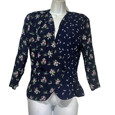 Cárdigan Suéter Vintage Tareti Howard Lei Floral Azul Cottagecore Talla 8 Foto 1 de 4