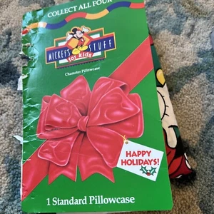 Vintage Disney Mickey And Minnie Pillowcase Mistletoe Kisses Christmas 90s - Picture 1 of 6