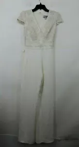 Tadashi Shoji Womens Plunging Neck Cap Sleeve Sequine Embellished Bridal Gown 0 - Picture 1 of 11