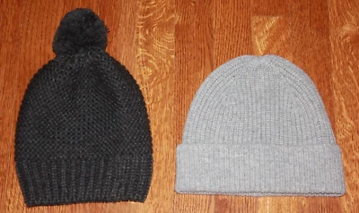 The Gap Unisex Adulto Talla Única Pom Negro Gris Invierno Gorro Tejido Sombrero 2 Esquí Lana Foto 1 de 4