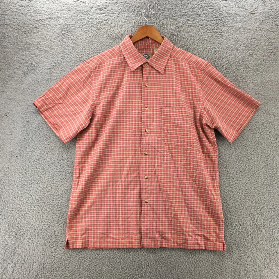 Camisa Shaver Lake Manga Corta Para Hombre M Rosa Algodón Botones Cuadros Informal Foto 1 de 4