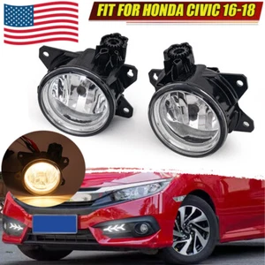 Front Fog Light Set For 2016-2021 Honda Civic With Bulb HO2593143 HO2592143 . - Picture 1 of 9