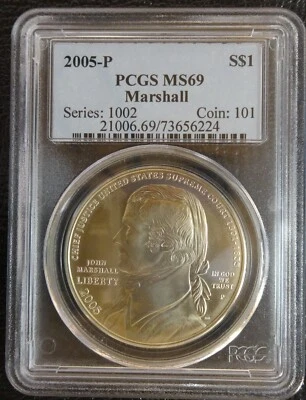2005-P Marshall Comm. Dollar PCGS MS69 #224 - Image 1 of 4