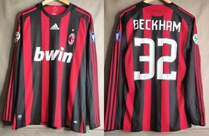 David Beckham 32 M 2008 2009 AC MILAN  Jersey Maglia Shirt Adidas  Italy L/S - Picture 1 of 22