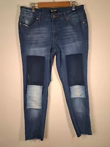 Vintage (Y2K) Jeans Patchwork Blue Stretch Denim Jeans~Women's Size 32" (259) - Picture 1 of 8