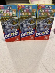 3 Vintage Dixie Cups 100 Pc My First Dixie Number Sealed Y2K NOS - Picture 1 of 9