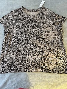 Loft Women Top XXL Animal Print Short Sleeve Boho Multicolor Casual - Picture 1 of 6