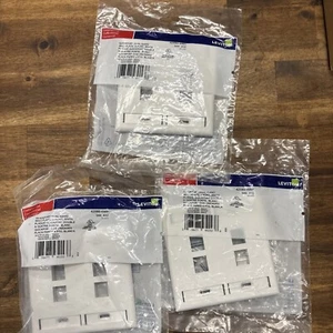 Leviton 42080-4WP  SAN 342 QuickPort Dual-Gang 4 port, white Wall Plate 3 Pack - Picture 1 of 2