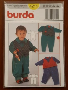 BURDA PATTERN - 4211 BABY TODDLER ROMPER ONSIE JUMPER VEST OVERLAY 3m-18m UNCUT - Picture 1 of 2